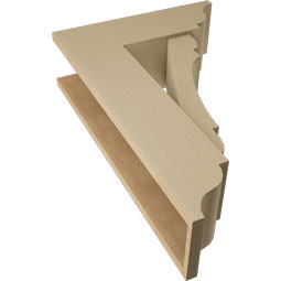 Ekena Millwork - BKTUR0756X22X34OLY01RCPR - Timberthane Faux Wood Olympic Style Bracket w/ Offset Brace, Traditional Ends, 7 1/2"W x 22"D x 34"H, Primed Tan