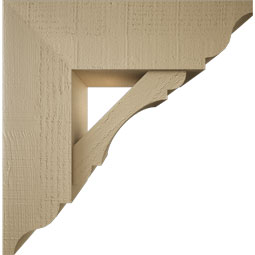 Ekena Millwork - BKTUR0756X24X24OLY01RCPR - Timberthane Faux Wood Olympic Style Bracket w/ Offset Brace, Traditional Ends, 7 1/2"W x 24"D x 24"H, Primed Tan