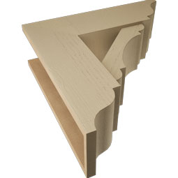 Ekena Millwork - BKTUR0756X24X24OLY01RCPR - Timberthane Faux Wood Olympic Style Bracket w/ Offset Brace, Traditional Ends, 7 1/2"W x 24"D x 24"H, Primed Tan