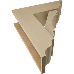 Ekena Millwork - BKTUR0756X24X28OLY01RCPR - Timberthane Faux Wood Olympic Style Bracket w/ Offset Brace, Traditional Ends, 7 1/2"W x 24"D x 28"H, Primed Tan