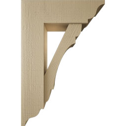 Ekena Millwork - BKTUR0756X24X36OLY01RCPR - Timberthane Faux Wood Olympic Style Bracket w/ Offset Brace, Traditional Ends, 7 1/2"W x 24"D x 36"H, Primed Tan