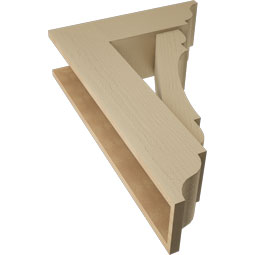 Ekena Millwork - BKTUR0756X24X36OLY01RCPR - Timberthane Faux Wood Olympic Style Bracket w/ Offset Brace, Traditional Ends, 7 1/2"W x 24"D x 36"H, Primed Tan