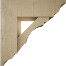 Ekena Millwork - BKTUR0756X26X26OLY01RCPR - Timberthane Faux Wood Olympic Style Bracket w/ Offset Brace, Traditional Ends, 7 1/2"W x 26"D x 26"H, Primed Tan