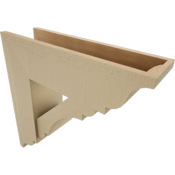 Ekena Millwork - BKTUR0756X26X26OLY01RCPR - Timberthane Faux Wood Olympic Style Bracket w/ Offset Brace, Traditional Ends, 7 1/2"W x 26"D x 26"H, Primed Tan