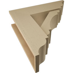 Ekena Millwork - BKTUR0756X26X26OLY01RCPR - Timberthane Faux Wood Olympic Style Bracket w/ Offset Brace, Traditional Ends, 7 1/2"W x 26"D x 26"H, Primed Tan