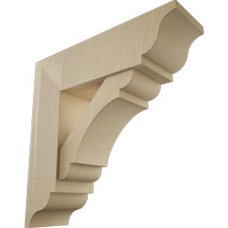 Ekena Millwork - BKTUR0756X26X26OLY01RCPR - Timberthane Faux Wood Olympic Style Bracket w/ Offset Brace, Traditional Ends, 7 1/2"W x 26"D x 26"H, Primed Tan
