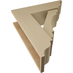 Ekena Millwork - BKTUR0756X26X30OLY01RCPR - Timberthane Faux Wood Olympic Style Bracket w/ Offset Brace, Traditional Ends, 7 1/2"W x 26"D x 30"H, Primed Tan