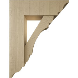 Ekena Millwork - BKTUR0756X26X34OLY01RCPR - Timberthane Faux Wood Olympic Style Bracket w/ Offset Brace, Traditional Ends, 7 1/2"W x 26"D x 34"H, Primed Tan