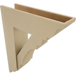 Ekena Millwork - BKTUR0756X26X34OLY01RCPR - Timberthane Faux Wood Olympic Style Bracket w/ Offset Brace, Traditional Ends, 7 1/2"W x 26"D x 34"H, Primed Tan