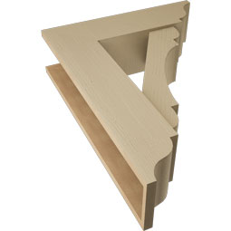 Ekena Millwork - BKTUR0756X26X34OLY01RCPR - Timberthane Faux Wood Olympic Style Bracket w/ Offset Brace, Traditional Ends, 7 1/2"W x 26"D x 34"H, Primed Tan