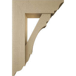 Ekena Millwork - BKTUR0756X26X38OLY01RCPR - Timberthane Faux Wood Olympic Style Bracket w/ Offset Brace, Traditional Ends, 7 1/2"W x 26"D x 38"H, Primed Tan