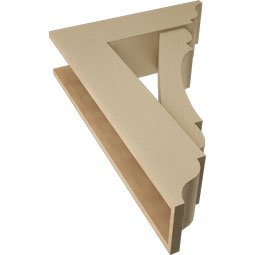 Ekena Millwork - BKTUR0756X26X38OLY01RCPR - Timberthane Faux Wood Olympic Style Bracket w/ Offset Brace, Traditional Ends, 7 1/2"W x 26"D x 38"H, Primed Tan