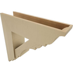 Ekena Millwork - BKTUR0756X28X28OLY01RCPR - Timberthane Faux Wood Olympic Style Bracket w/ Offset Brace, Traditional Ends, 7 1/2"W x 28"D x 28"H, Primed Tan