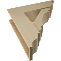 Ekena Millwork - BKTUR0756X28X28OLY01RCPR - Timberthane Faux Wood Olympic Style Bracket w/ Offset Brace, Traditional Ends, 7 1/2"W x 28"D x 28"H, Primed Tan