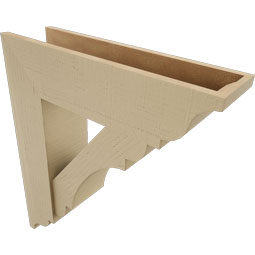 Ekena Millwork - BKTUR0756X28X32OLY01RCPR - Timberthane Faux Wood Olympic Style Bracket w/ Offset Brace, Traditional Ends, 7 1/2"W x 28"D x 32"H, Primed Tan