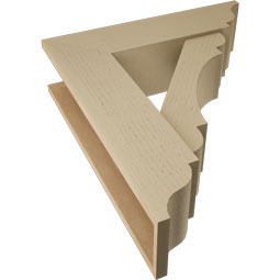 Ekena Millwork - BKTUR0756X28X32OLY01RCPR - Timberthane Faux Wood Olympic Style Bracket w/ Offset Brace, Traditional Ends, 7 1/2"W x 28"D x 32"H, Primed Tan
