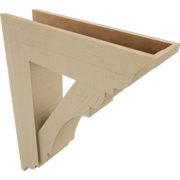 Ekena Millwork - BKTUR0756X28X36OLY01RCPR - Timberthane Faux Wood Olympic Style Bracket w/ Offset Brace, Traditional Ends, 7 1/2"W x 28"D x 36"H, Primed Tan