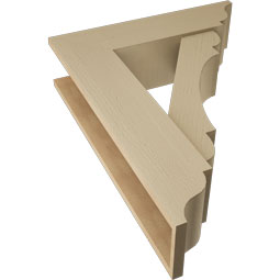Ekena Millwork - BKTUR0756X28X36OLY01RCPR - Timberthane Faux Wood Olympic Style Bracket w/ Offset Brace, Traditional Ends, 7 1/2"W x 28"D x 36"H, Primed Tan