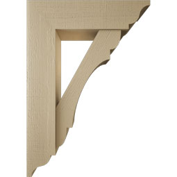 Ekena Millwork - BKTUR0756X28X40OLY01RCPR - Timberthane Faux Wood Olympic Style Bracket w/ Offset Brace, Traditional Ends, 7 1/2"W x 28"D x 40"H, Primed Tan