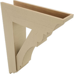 Ekena Millwork - BKTUR0756X28X40OLY01RCPR - Timberthane Faux Wood Olympic Style Bracket w/ Offset Brace, Traditional Ends, 7 1/2"W x 28"D x 40"H, Primed Tan