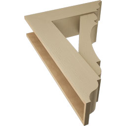 Ekena Millwork - BKTUR0756X28X40OLY01RCPR - Timberthane Faux Wood Olympic Style Bracket w/ Offset Brace, Traditional Ends, 7 1/2"W x 28"D x 40"H, Primed Tan
