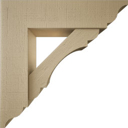 Ekena Millwork - BKTUR0756X30X30OLY01RCPR - Timberthane Faux Wood Olympic Style Bracket w/ Offset Brace, Traditional Ends, 7 1/2"W x 30"D x 30"H, Primed Tan