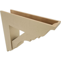 Ekena Millwork - BKTUR0756X30X30OLY01RCPR - Timberthane Faux Wood Olympic Style Bracket w/ Offset Brace, Traditional Ends, 7 1/2"W x 30"D x 30"H, Primed Tan
