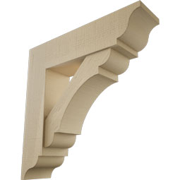 Ekena Millwork - BKTUR0756X30X30OLY01RCPR - Timberthane Faux Wood Olympic Style Bracket w/ Offset Brace, Traditional Ends, 7 1/2"W x 30"D x 30"H, Primed Tan