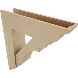 Ekena Millwork - BKTUR0756X30X34OLY01RCPR - Timberthane Faux Wood Olympic Style Bracket w/ Offset Brace, Traditional Ends, 7 1/2"W x 30"D x 34"H, Primed Tan