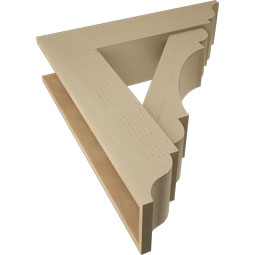 Ekena Millwork - BKTUR0756X30X34OLY01RCPR - Timberthane Faux Wood Olympic Style Bracket w/ Offset Brace, Traditional Ends, 7 1/2"W x 30"D x 34"H, Primed Tan