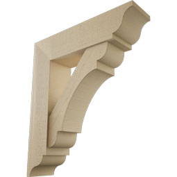 Ekena Millwork - BKTUR0756X30X34OLY01RCPR - Timberthane Faux Wood Olympic Style Bracket w/ Offset Brace, Traditional Ends, 7 1/2"W x 30"D x 34"H, Primed Tan