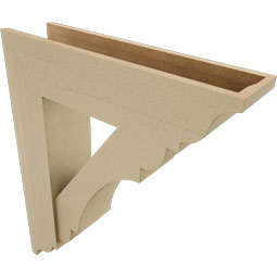 Ekena Millwork - BKTUR0756X30X36OLY01RCPR - Timberthane Faux Wood Olympic Style Bracket w/ Offset Brace, Traditional Ends, 7 1/2"W x 30"D x 36"H, Primed Tan