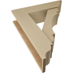 Ekena Millwork - BKTUR0756X30X36OLY01RCPR - Timberthane Faux Wood Olympic Style Bracket w/ Offset Brace, Traditional Ends, 7 1/2"W x 30"D x 36"H, Primed Tan