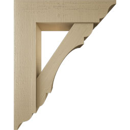 Ekena Millwork - BKTUR0756X30X38OLY01RCPR - Timberthane Faux Wood Olympic Style Bracket w/ Offset Brace, Traditional Ends, 7 1/2"W x 30"D x 38"H, Primed Tan