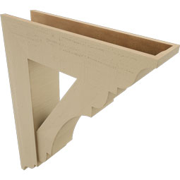 Ekena Millwork - BKTUR0756X30X38OLY01RCPR - Timberthane Faux Wood Olympic Style Bracket w/ Offset Brace, Traditional Ends, 7 1/2"W x 30"D x 38"H, Primed Tan