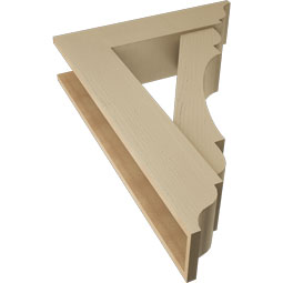 Ekena Millwork - BKTUR0756X30X42OLY01RCPR - Timberthane Faux Wood Olympic Style Bracket w/ Offset Brace, Traditional Ends, 7 1/2"W x 30"D x 42"H, Primed Tan