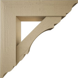 Ekena Millwork - BKTUR0756X32X32OLY01RCPR - Timberthane Faux Wood Olympic Style Bracket w/ Offset Brace, Traditional Ends, 7 1/2"W x 32"D x 32"H, Primed Tan