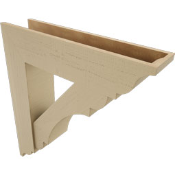 Ekena Millwork - BKTUR0756X32X36OLY01RCPR - Timberthane Faux Wood Olympic Style Bracket w/ Offset Brace, Traditional Ends, 7 1/2"W x 32"D x 36"H, Primed Tan
