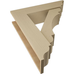 Ekena Millwork - BKTUR0756X32X36OLY01RCPR - Timberthane Faux Wood Olympic Style Bracket w/ Offset Brace, Traditional Ends, 7 1/2"W x 32"D x 36"H, Primed Tan
