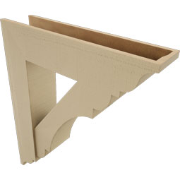 Ekena Millwork - BKTUR0756X32X38OLY01RCPR - Timberthane Faux Wood Olympic Style Bracket w/ Offset Brace, Traditional Ends, 7 1/2"W x 32"D x 38"H, Primed Tan