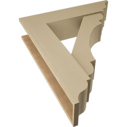 Ekena Millwork - BKTUR0756X32X38OLY01RCPR - Timberthane Faux Wood Olympic Style Bracket w/ Offset Brace, Traditional Ends, 7 1/2"W x 32"D x 38"H, Primed Tan