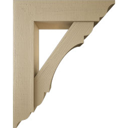 Ekena Millwork - BKTUR0756X32X40OLY01RCPR - Timberthane Faux Wood Olympic Style Bracket w/ Offset Brace, Traditional Ends, 7 1/2"W x 32"D x 40"H, Primed Tan