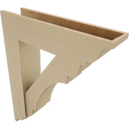Ekena Millwork - BKTUR0756X32X40OLY01RCPR - Timberthane Faux Wood Olympic Style Bracket w/ Offset Brace, Traditional Ends, 7 1/2"W x 32"D x 40"H, Primed Tan