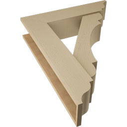Ekena Millwork - BKTUR0756X32X40OLY01RCPR - Timberthane Faux Wood Olympic Style Bracket w/ Offset Brace, Traditional Ends, 7 1/2"W x 32"D x 40"H, Primed Tan