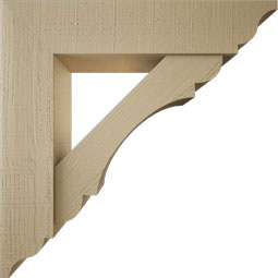 Ekena Millwork - BKTUR0756X34X34OLY01RCPR - Timberthane Faux Wood Olympic Style Bracket w/ Offset Brace, Traditional Ends, 7 1/2"W x 34"D x 34"H, Primed Tan