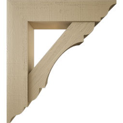 Ekena Millwork - BKTUR0756X34X38OLY01RCPR - Timberthane Faux Wood Olympic Style Bracket w/ Offset Brace, Traditional Ends, 7 1/2"W x 34"D x 38"H, Primed Tan