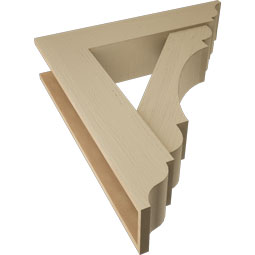 Ekena Millwork - BKTUR0756X34X38OLY01RCPR - Timberthane Faux Wood Olympic Style Bracket w/ Offset Brace, Traditional Ends, 7 1/2"W x 34"D x 38"H, Primed Tan