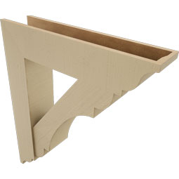 Ekena Millwork - BKTUR0756X34X40OLY01RCPR - Timberthane Faux Wood Olympic Style Bracket w/ Offset Brace, Traditional Ends, 7 1/2"W x 34"D x 40"H, Primed Tan