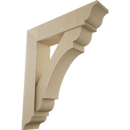 Ekena Millwork - BKTUR0756X34X40OLY01RCPR - Timberthane Faux Wood Olympic Style Bracket w/ Offset Brace, Traditional Ends, 7 1/2"W x 34"D x 40"H, Primed Tan