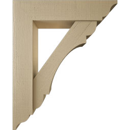 Ekena Millwork - BKTUR0756X34X42OLY01RCPR - Timberthane Faux Wood Olympic Style Bracket w/ Offset Brace, Traditional Ends, 7 1/2"W x 34"D x 42"H, Primed Tan